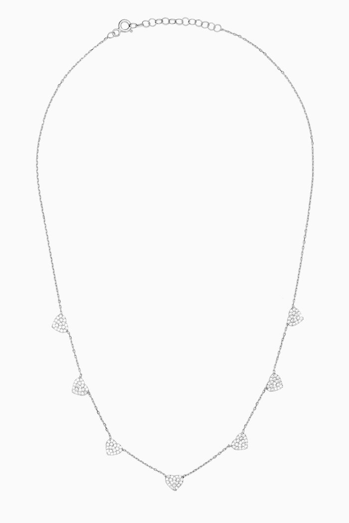 

Heart Charm Crystal Necklace, Silver