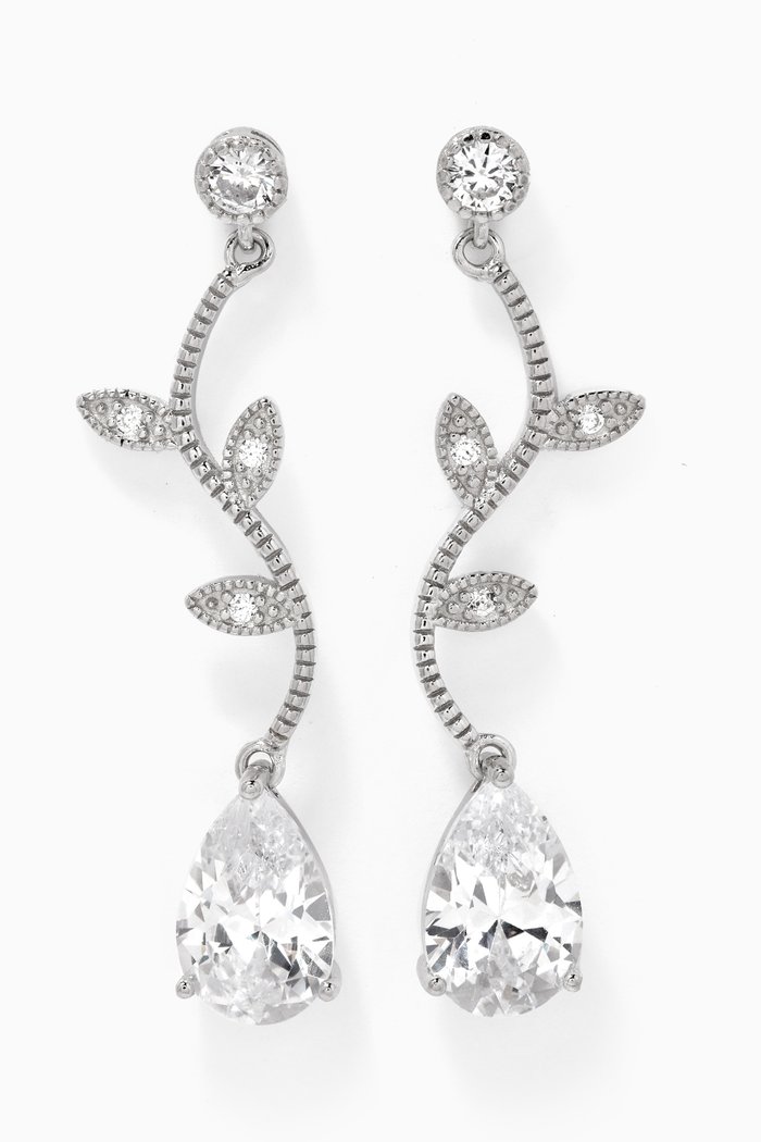

Spring Flower Crystal Drop Earrings, Silver