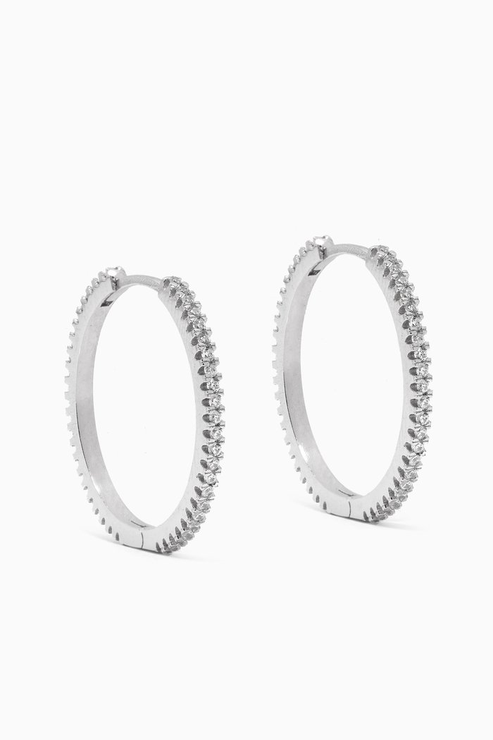 

Crystal Hoop Earrings, Silver