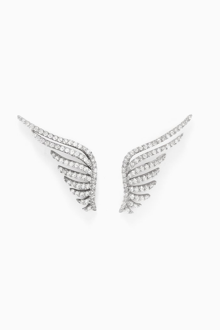 

Angel Wings Crystal Stud Earrings, Silver