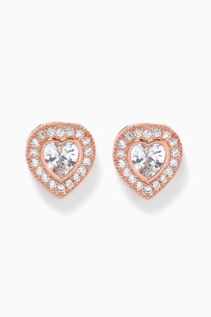 

Heart Crystal Stud Earrings, Rose gold