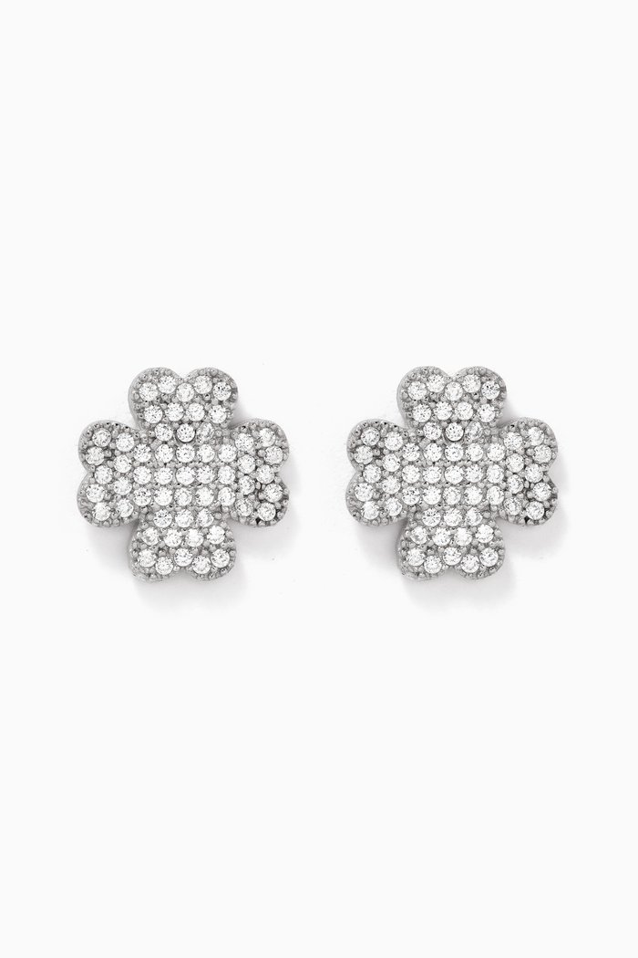 

Clover Crystal Stud Earrings, Silver