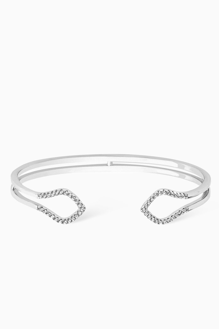 

Cross Arrow Crystal Cuff Bracelet, Silver