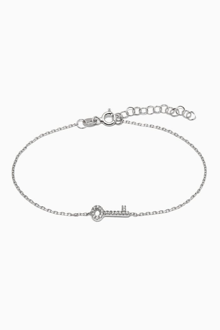 

Key Charm Crystal Bracelet, Silver