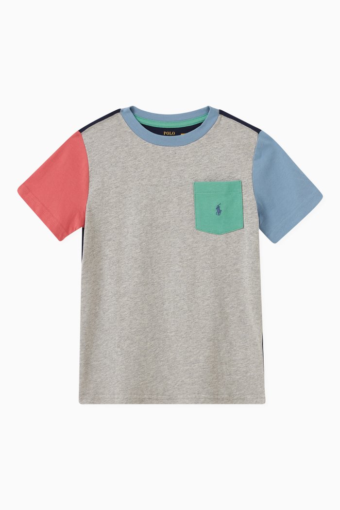

Coloured Patch Logo T-shirt in Cotton, Grey
