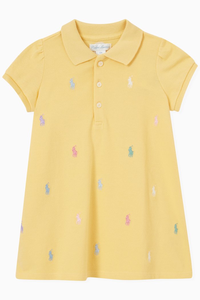 

All-over Logo Dress in Cotton, Yellow