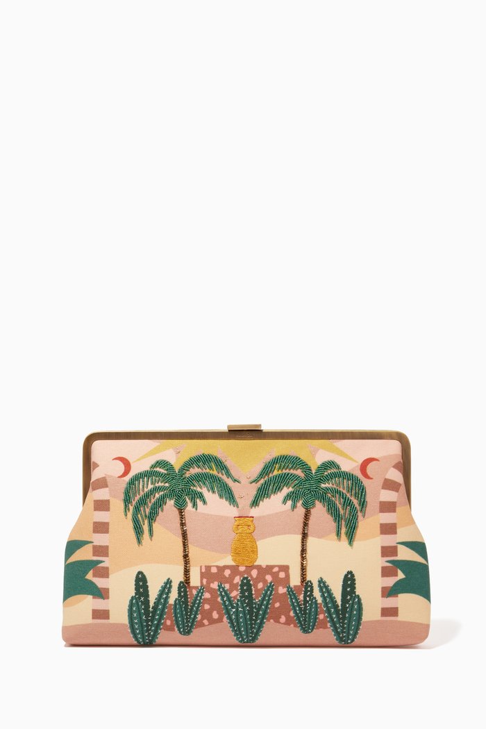 

Amphora Clutch in Cotton Canvas, Pink