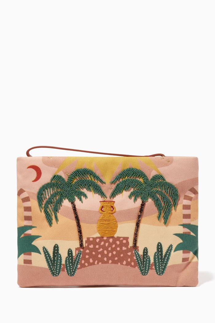 

Amphora Pouch in Printed Cotton Canvas, Pink