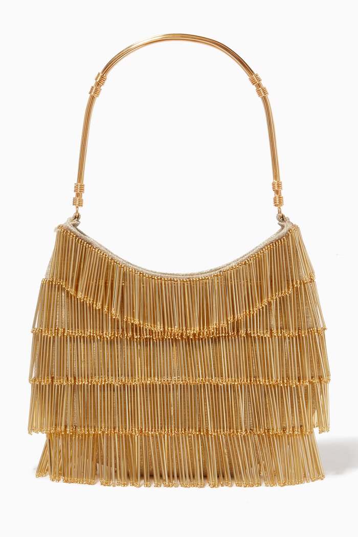 

Shimmer Bestie Top Handle Bag in Canvas, Gold