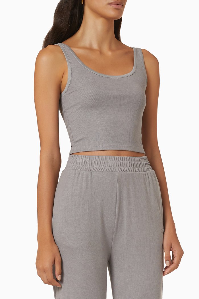 Elevate Rib Tank Top in Micro Modal Blend, Grey