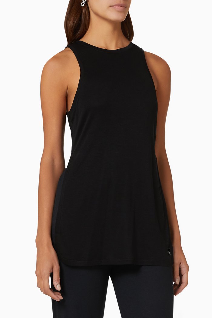 

Elevate Reversible Lounge Long Tank Top in in Stretch Viscose, Black
