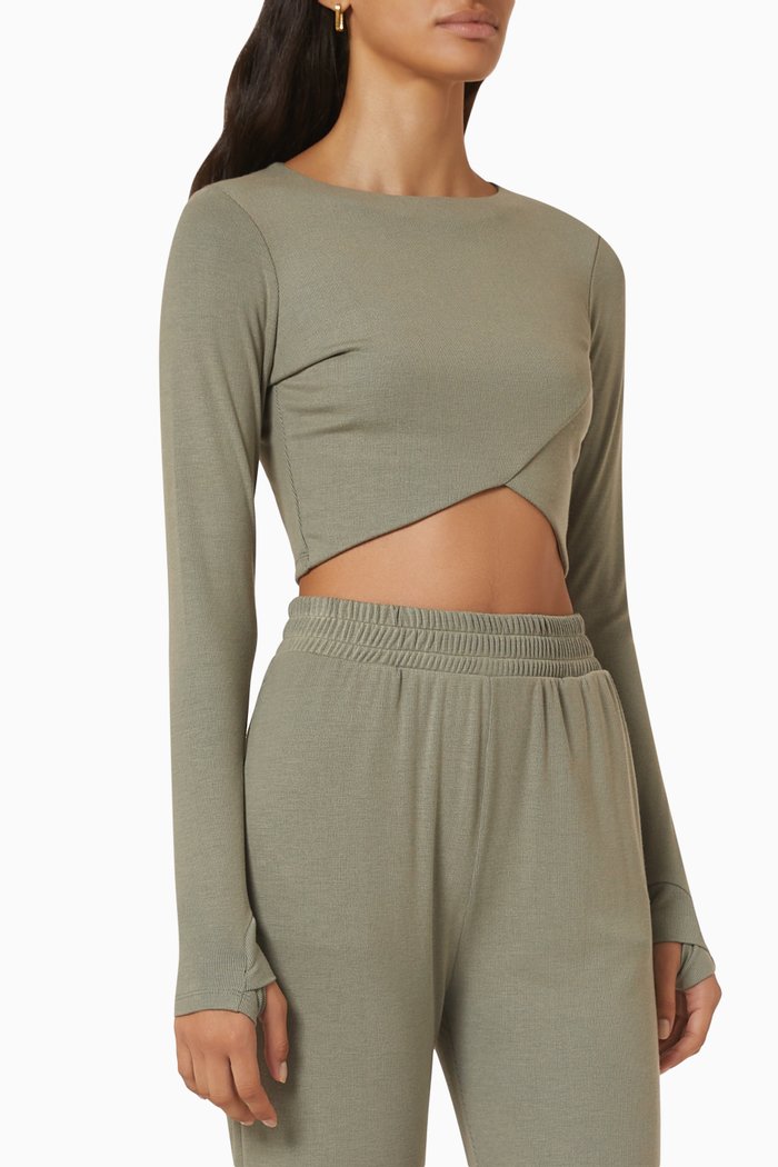 

Elevate Rib Long Sleeve Top in Micro Modal Blend, Green