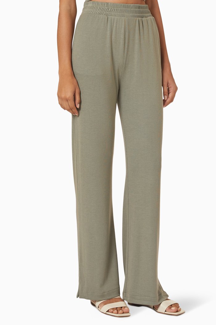 

Elevate Rib Palazzo Pants in Micro Modal Blend, Green