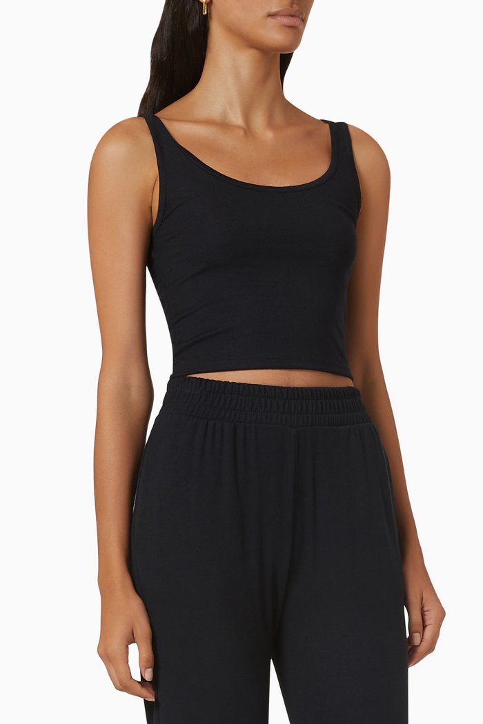 

Elevate Rib Tank Top in Micro Modal Blend, Black