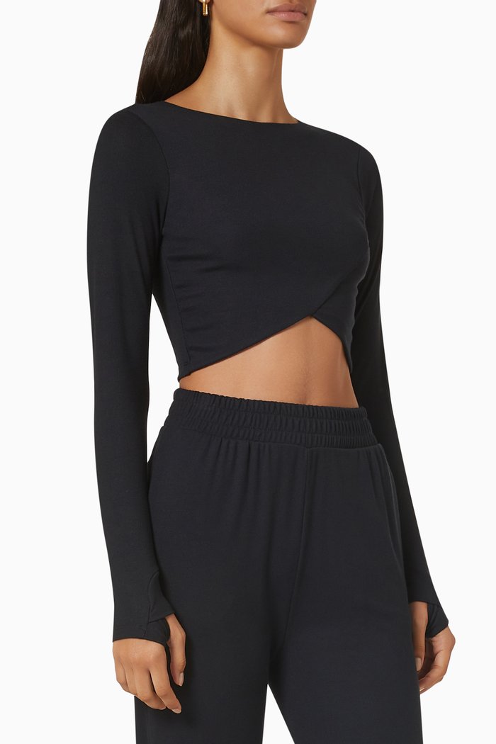 

Elevate Rib Long Sleeve Top in Micro Modal Blend, Black