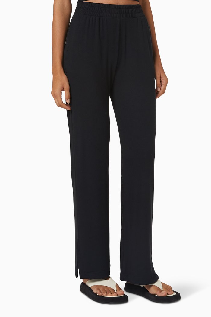 

Elevate Rib Palazzo Pants in Micro Modal Blend, Black