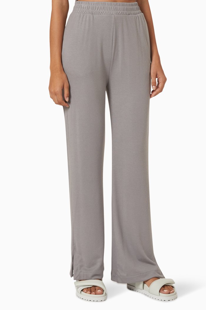 

Elevate Rib Palazzo Pants in Micro Modal Blend, Grey