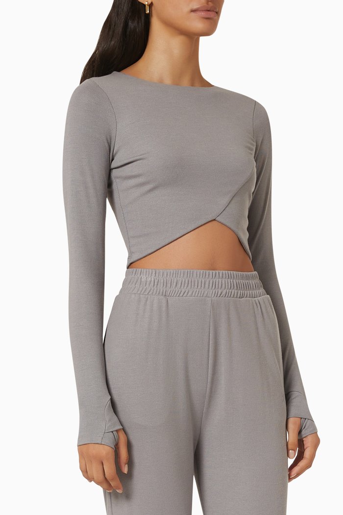 

Elevate Rib Long Sleeve Top in Micro Modal Blend, Grey