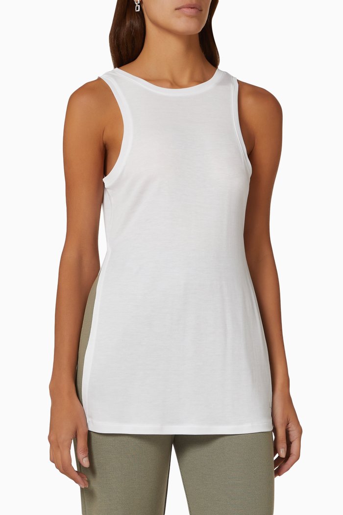 

Elevate Reversible Lounge Long Tank Top in in Stretch Viscose, White