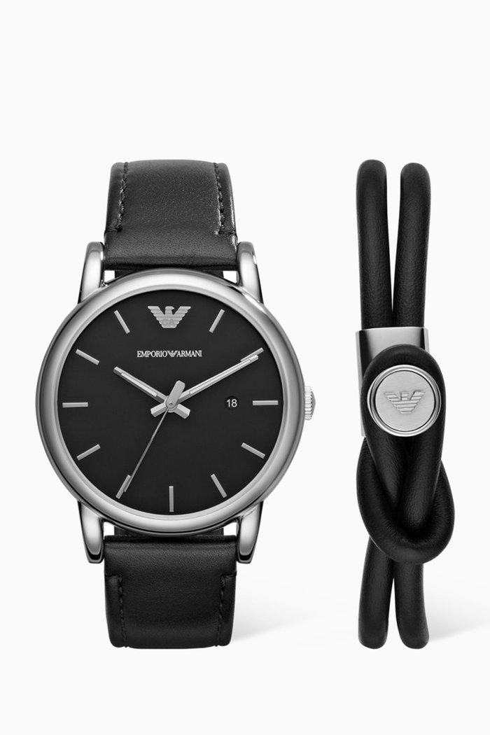 

Luigi Quartz Watch & Bracelet Set, Black