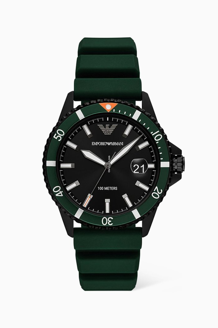 

AR11464 Diver Quartz Watch, 42mm, Green
