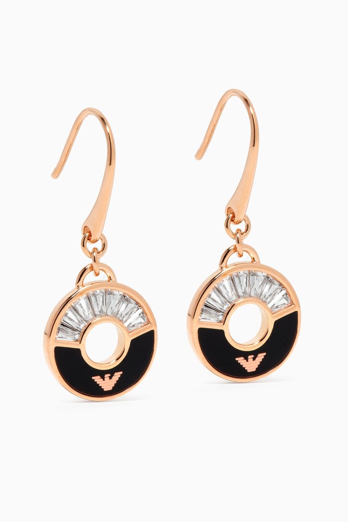 

Essential Drop Earrings in 925 Sterling Silver & Onyx, Rose gold