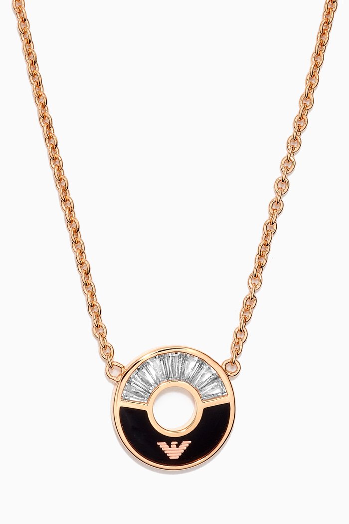 

Essential Drop Necklace in 925 Sterling Silver & Onyx, Rose gold