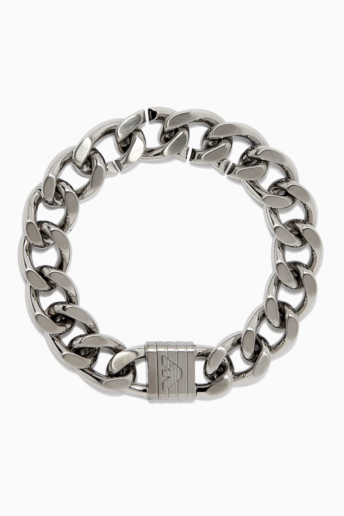 

EA Chain Link Sentimental Bracelet in Stainless Steel, Silver