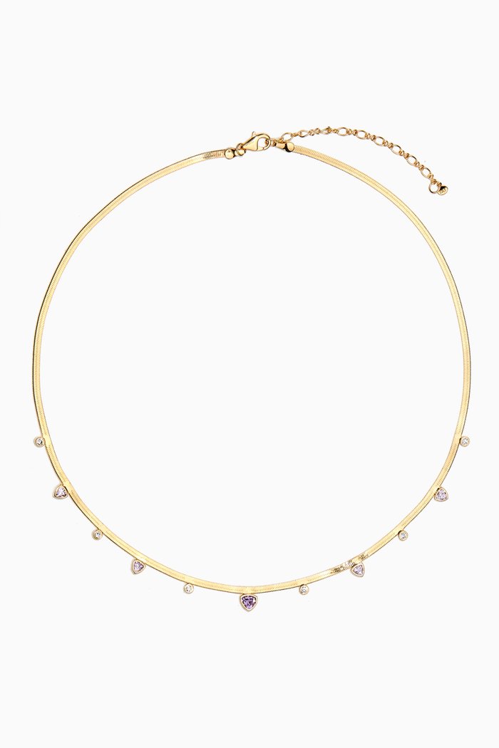 

Multi CZ Herringbone Chain in Gold-plated Brass, Purple