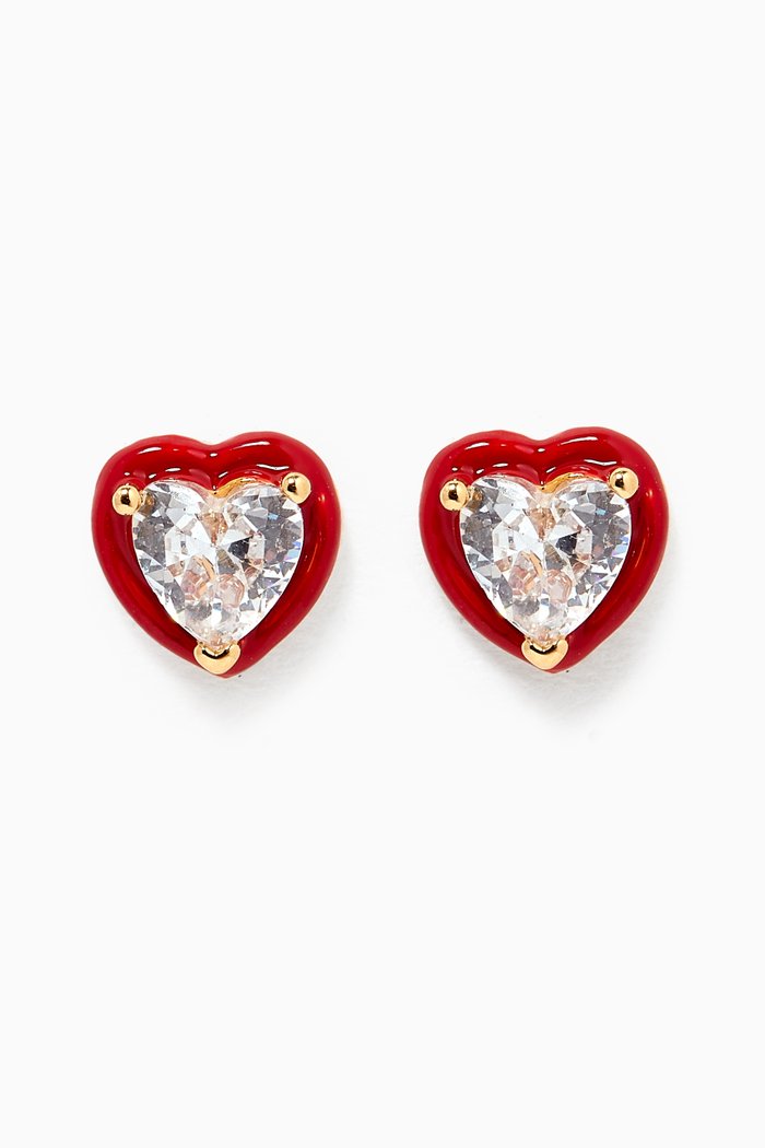 

Heart Crystal Stud Earrings in Gold-plated Brass, Red