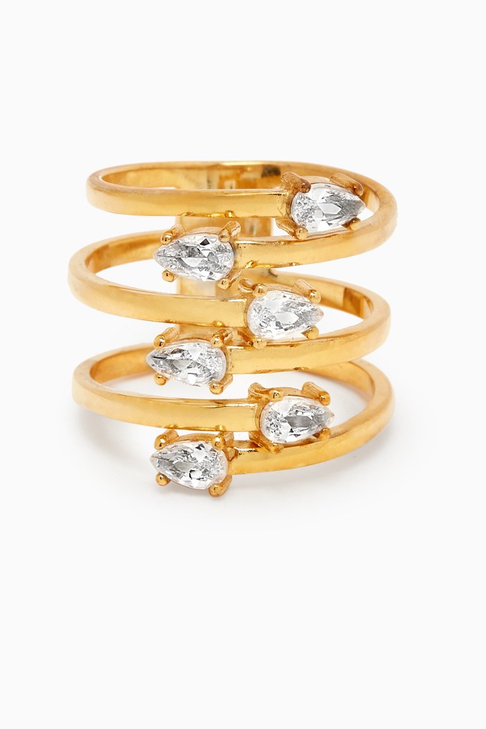 

Crossover Crystal Wide Ring, Gold