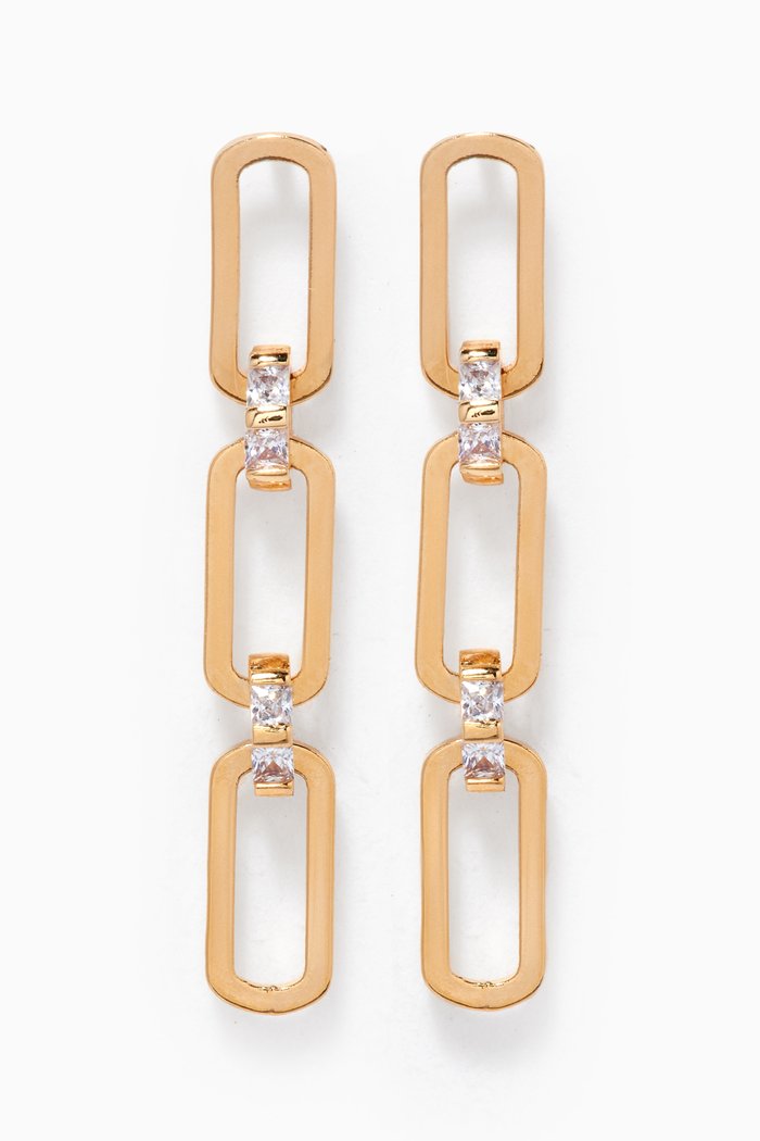 

Oval Link Linear Earrings in Gold-plated Brass