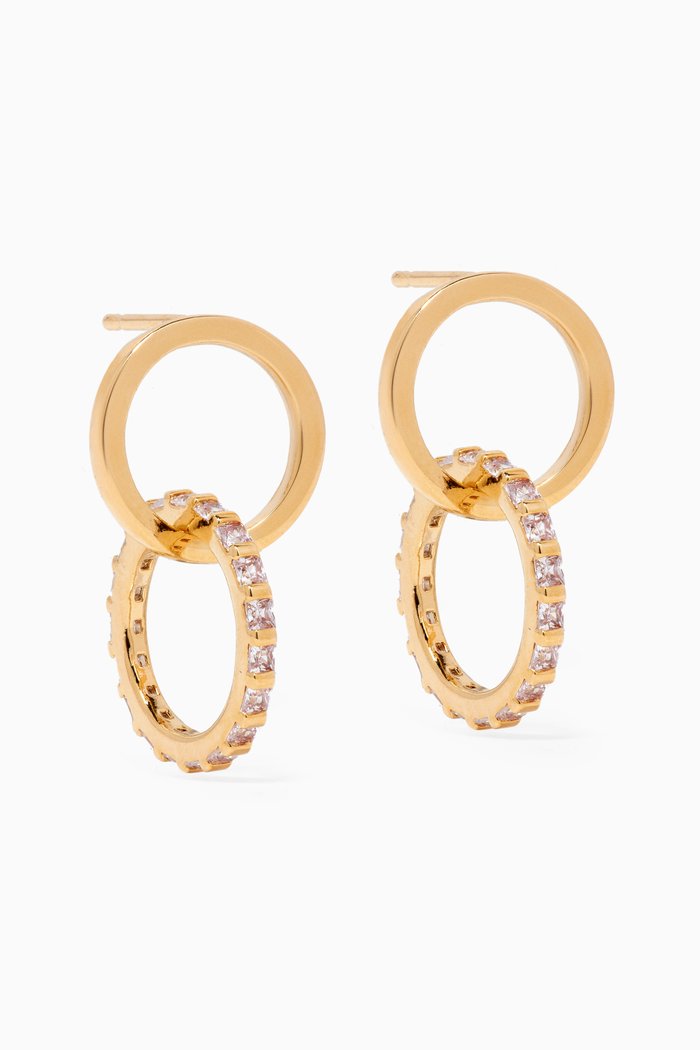 

Double Circle Crystal Earrings in Gold-plated Brass