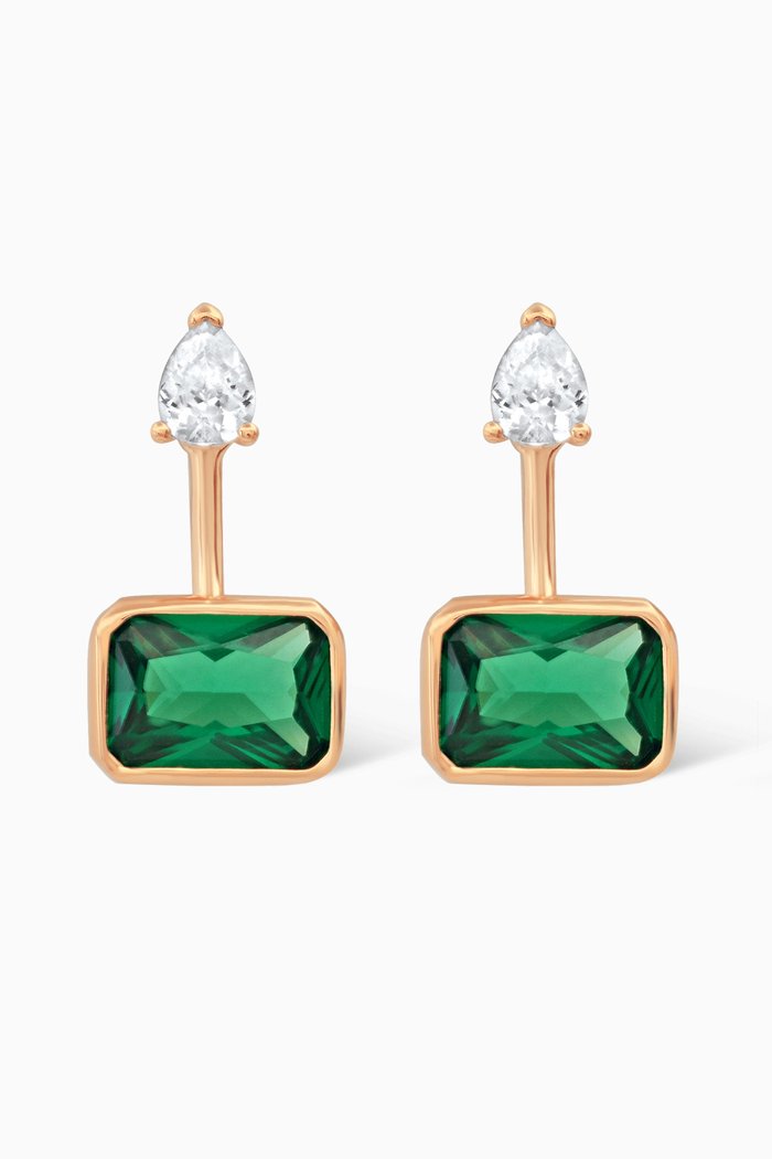 

Gemma Crystal Stud Earrings in Gold-plated Brass, Green