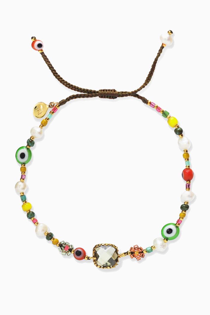 

Beaded Bracelet in Gold-plated Brass, Blue