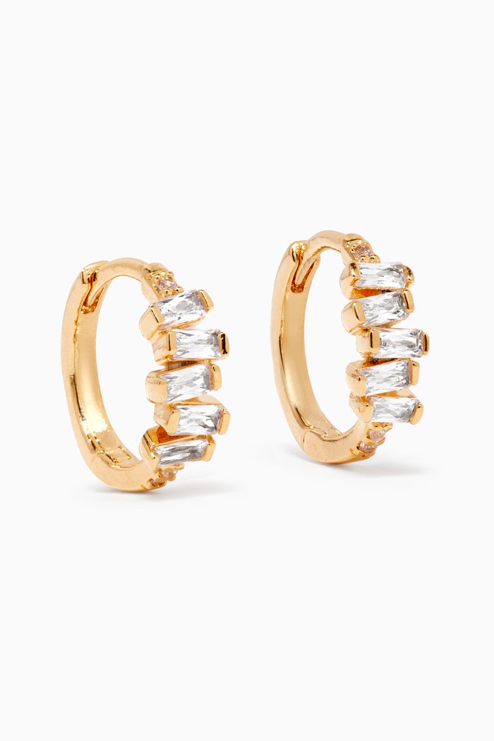 

Stacked Baguette Huggies in Gold-plated Brass