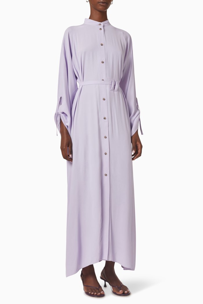 

Nigella Maxi Shirt Dress in Enka Viscose, Purple