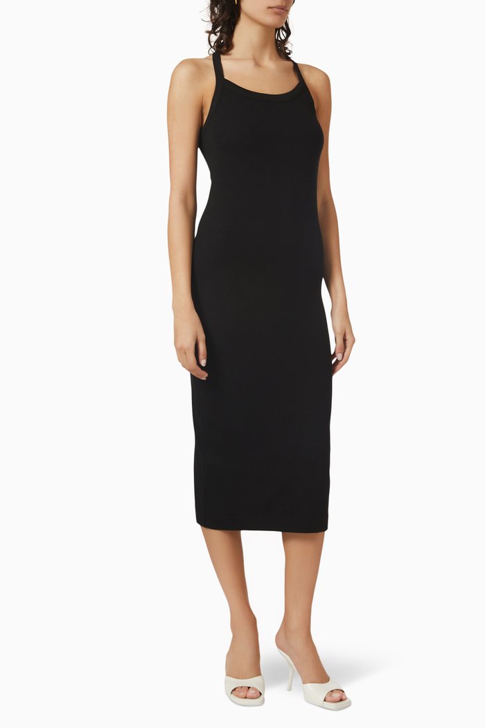 

Evie Rib Midi Tank Dress in Tencel™, Black