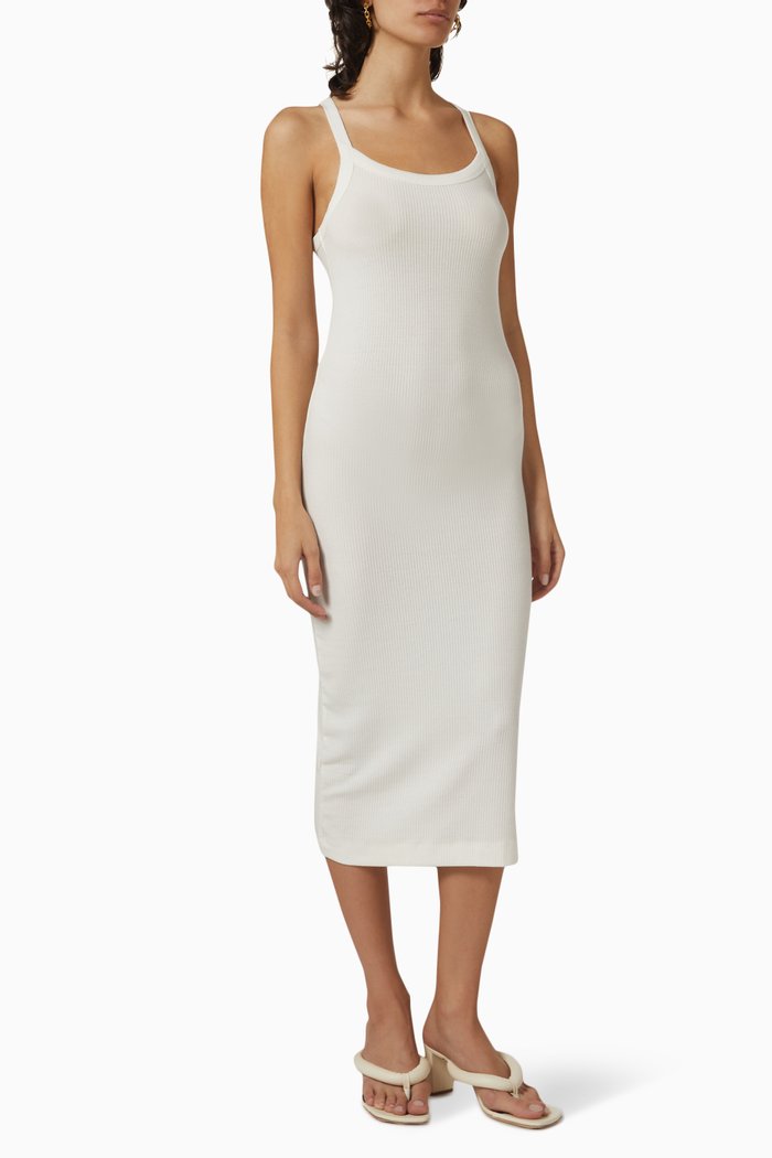 

Evie Rib Midi Tank Dress in Tencel™, Neutral