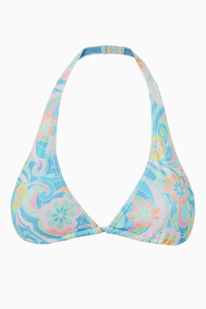 

Harlow Halter Bikini Top in Stretch Terry, Multicolour