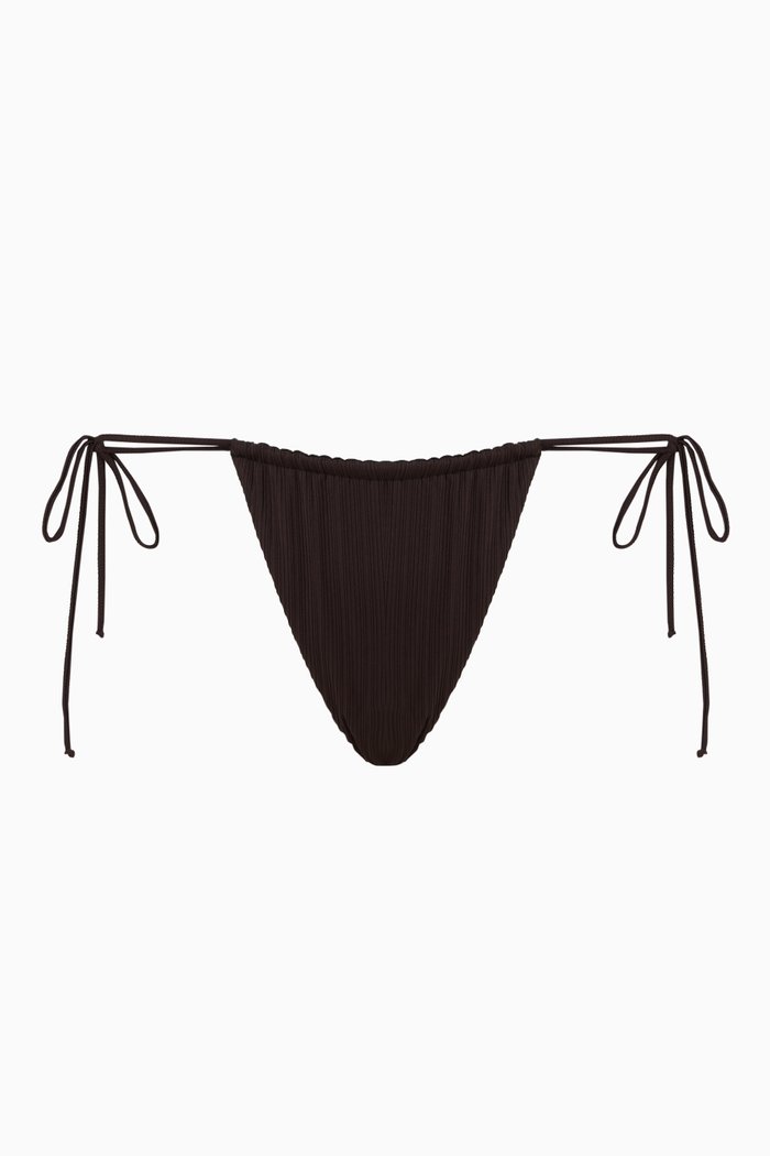 

Tia String Bikini Bottoms in Plissé, Black