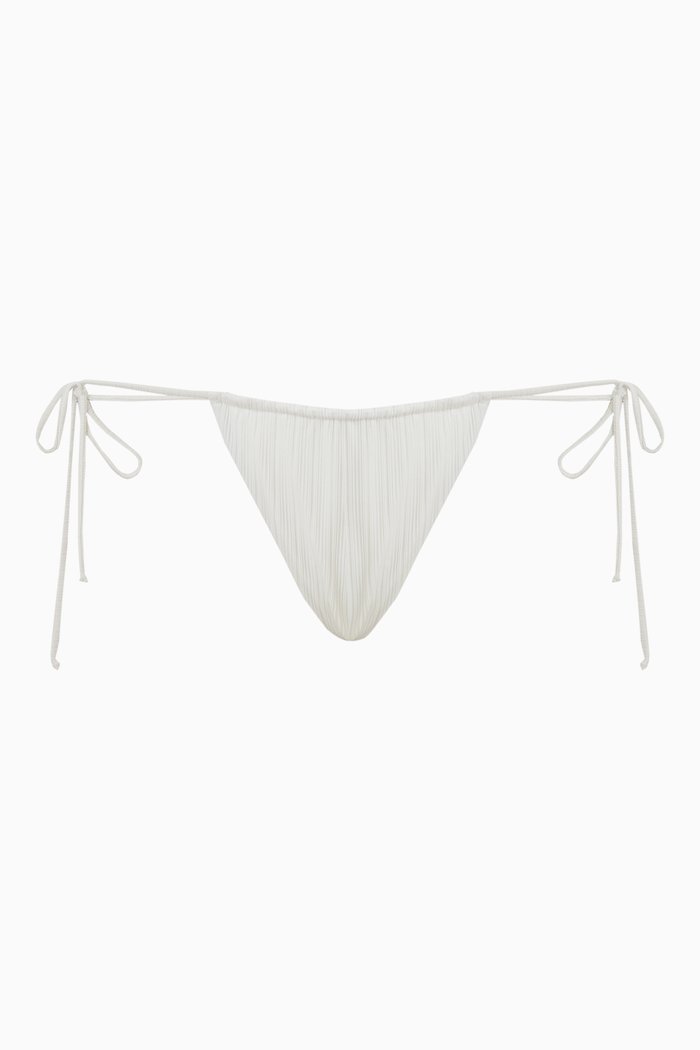 

Tia String Bikini Bottoms in Plissé, White