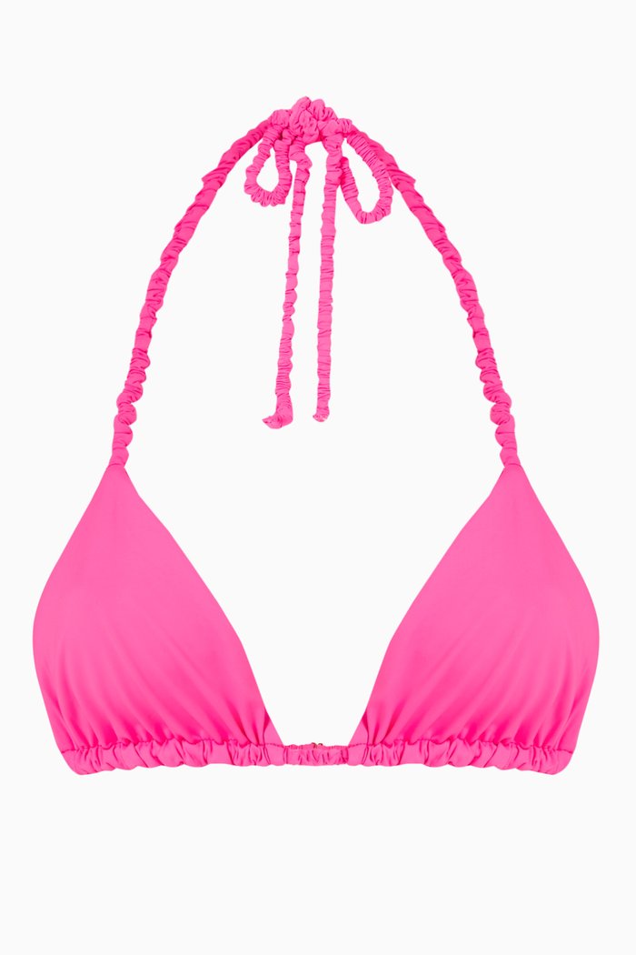 

Hope Ruched Triangle Bikini Top in Stretch Nylon, Pink