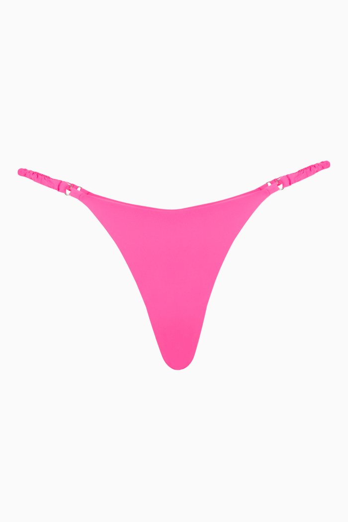 

Hope Ruched Triangle Bikini Bottoms in Stretch Nylon, Pink