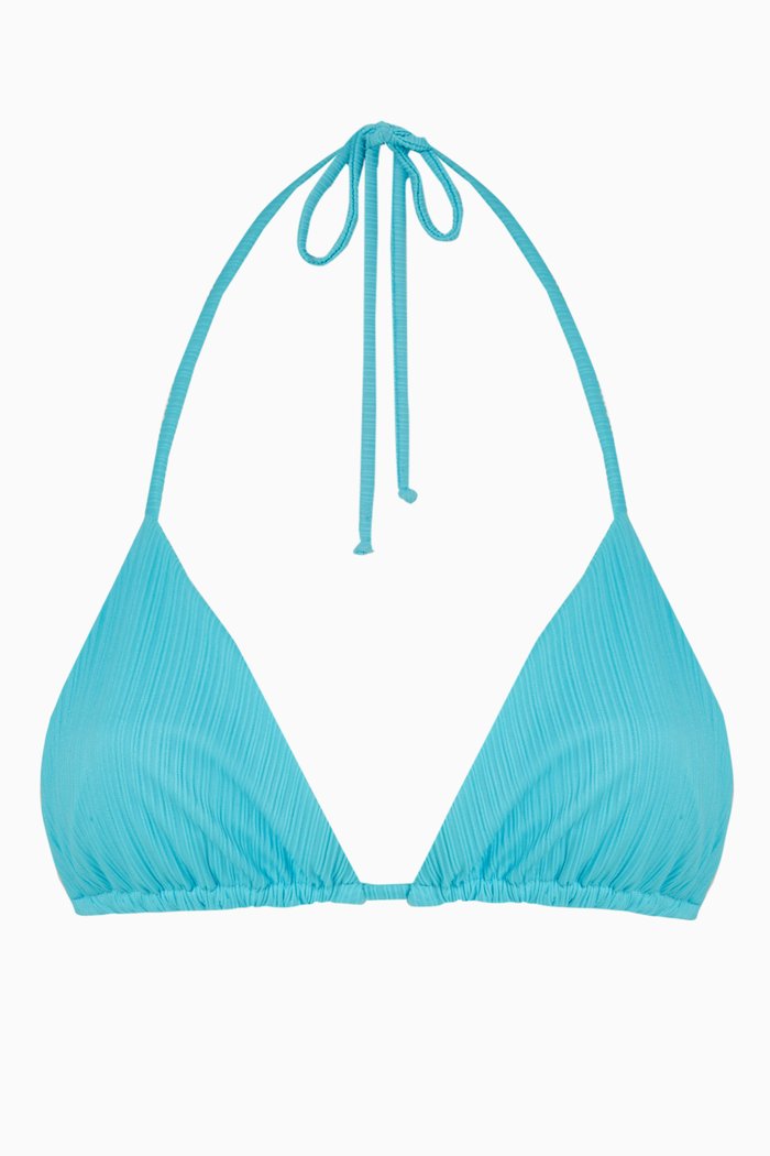 

Tia String Bikini Top in Plissé, Blue
