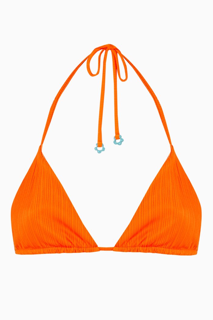 

Tia String Bikini Top in Plissé, Orange
