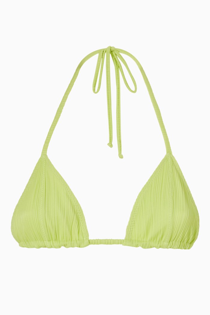 

Phillipa Triangle Bikini Top in Plissé, Green