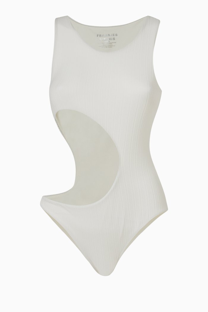 

Mel Cut Out Swimsuit in Plissé, White