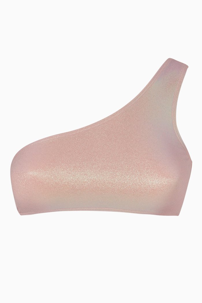 

Barb Bikini Top in Iridescent Stretch Nylon, Silver