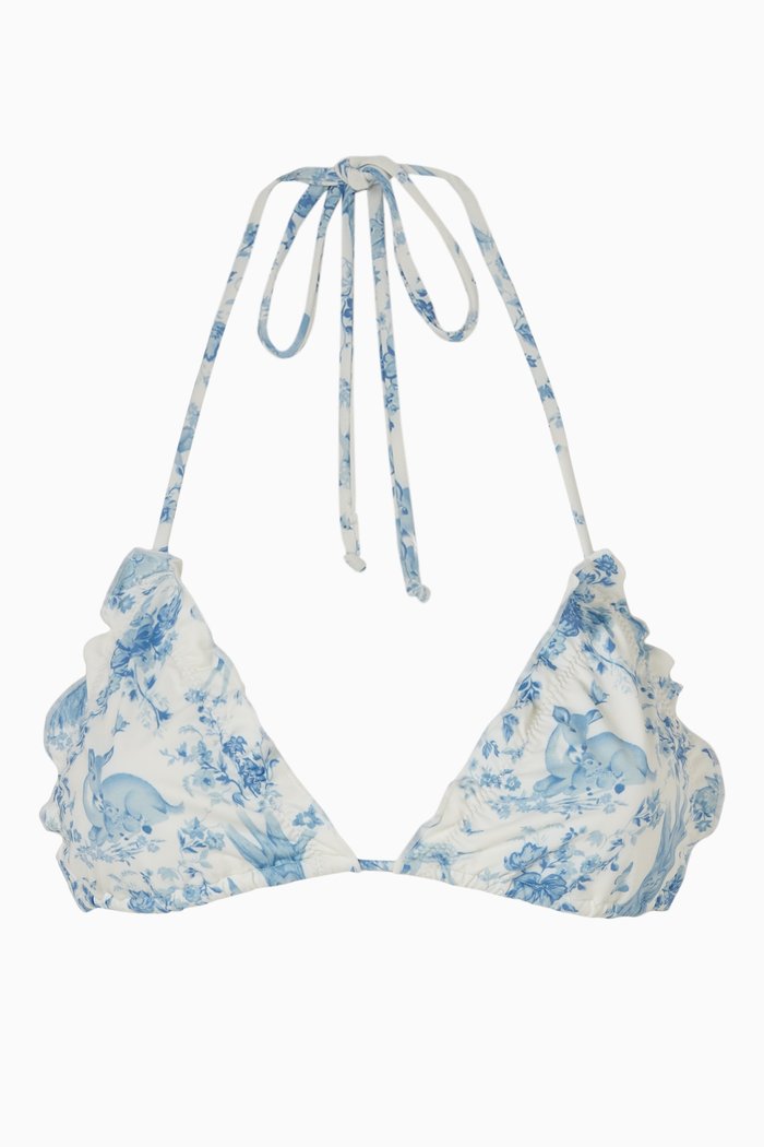 

x Gigi Hadid Tia Ruffle Bikini Top, Blue